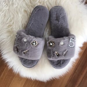 COCO Beaded Faux Fur Slippers